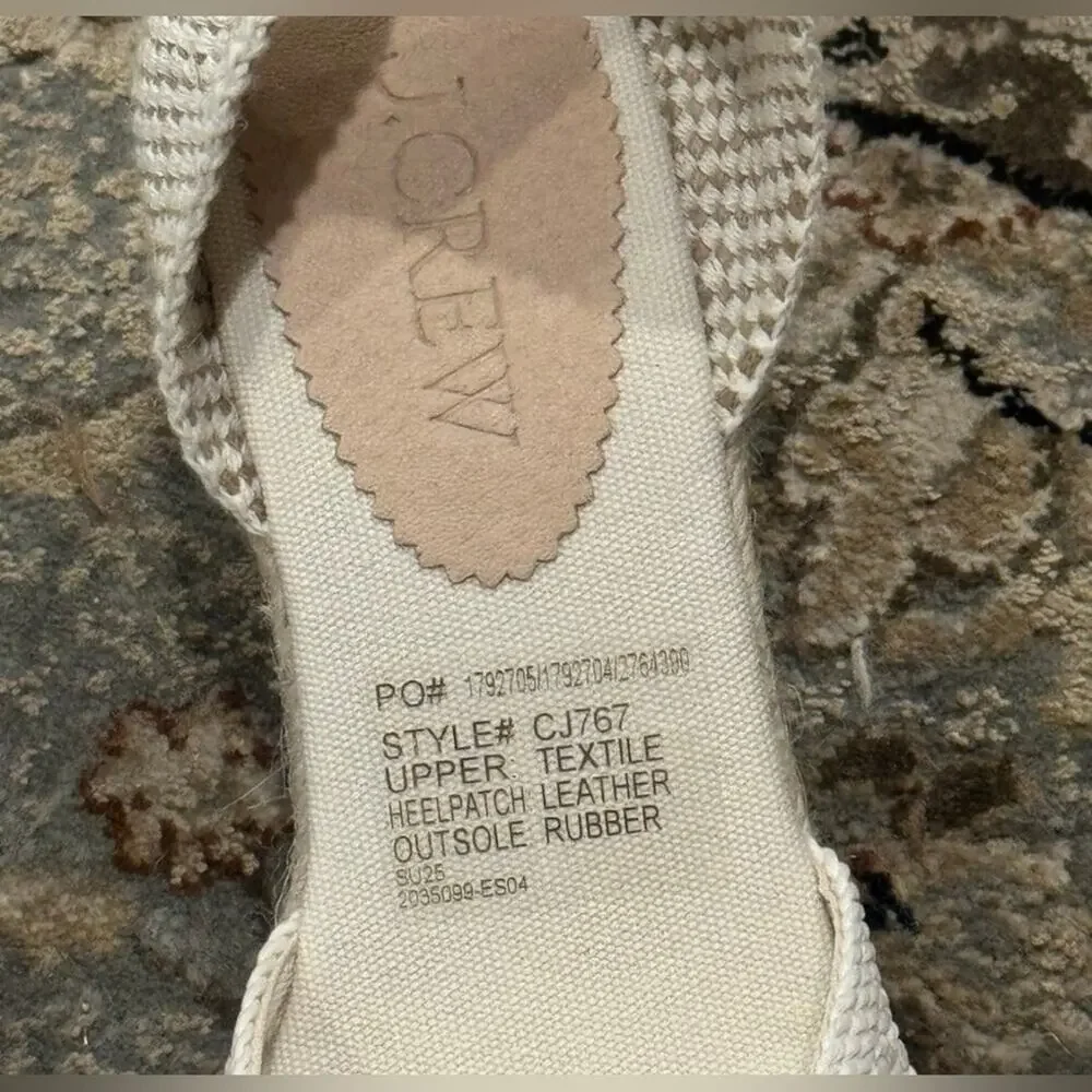NEW J.Crew Made-in-Spain Lace-up Espadrilles Crochet Cream Wedges SZ 9 PERFECT